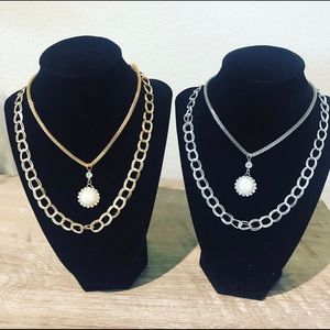 Traci Lynn Silver & Gold Two Tier Necklaces